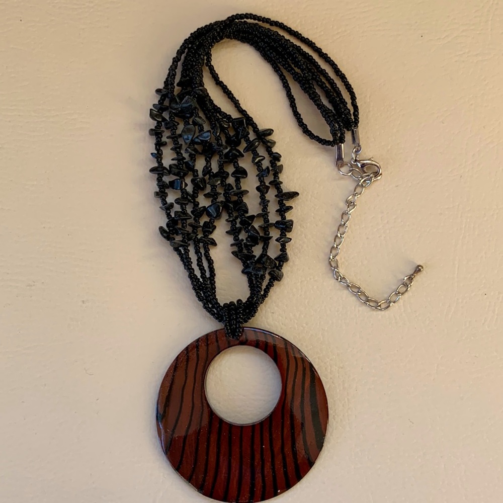 Black and brown/wood necklace.